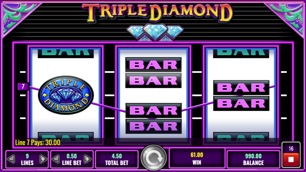 Triple Diamond slot machine line hit
